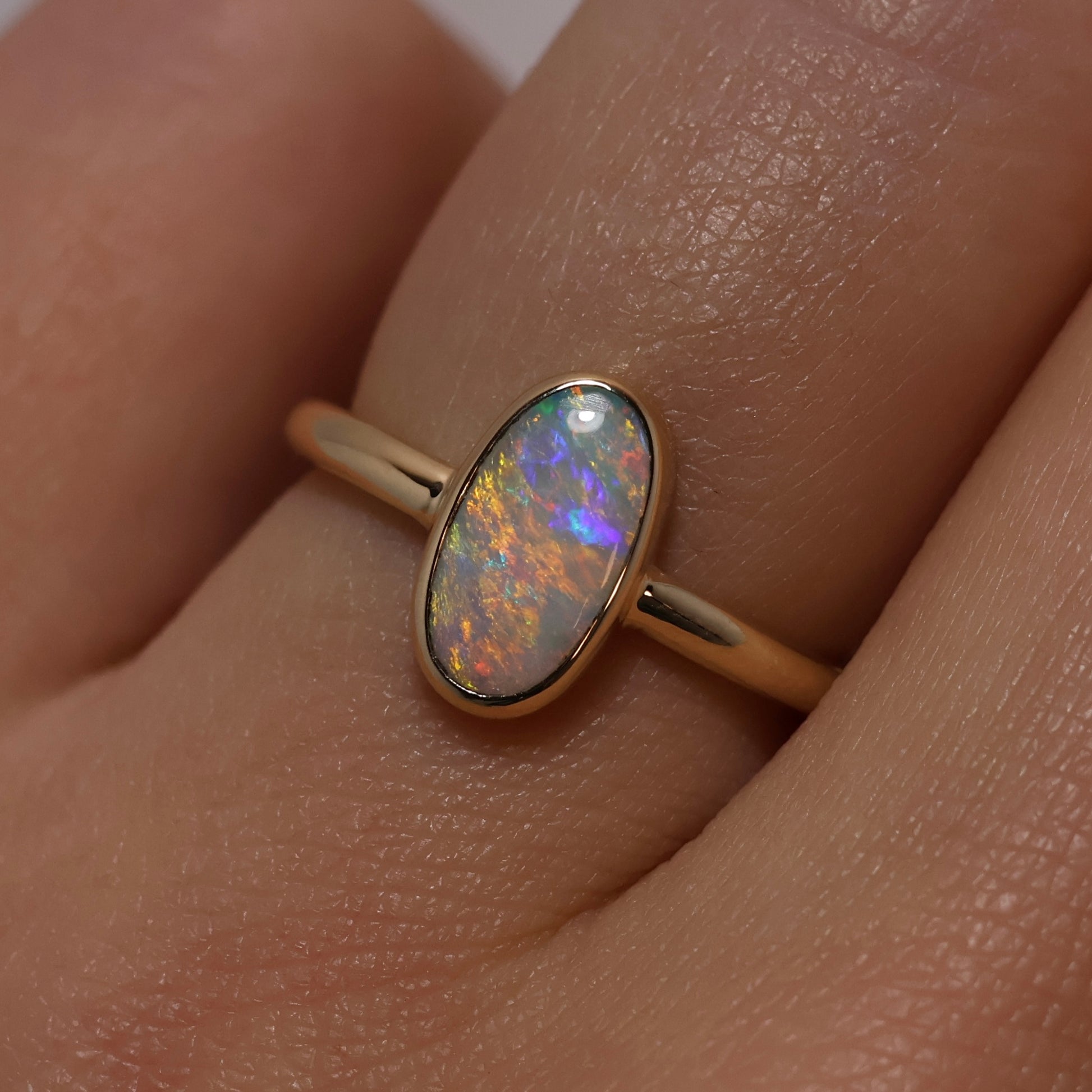 Crystal Opal Ring - 9K Yellow Gold