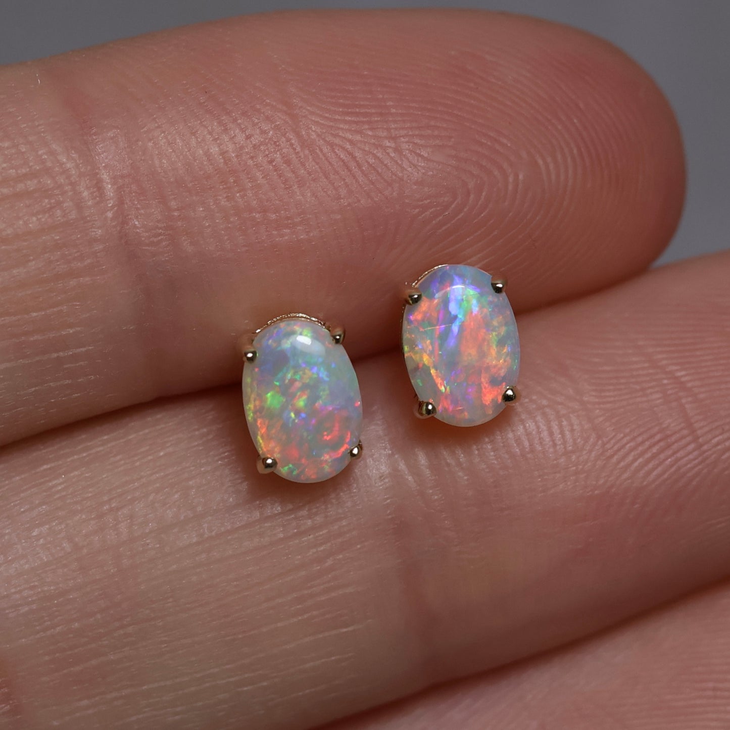 Crystal Opal Studs - 14K Yellow Gold