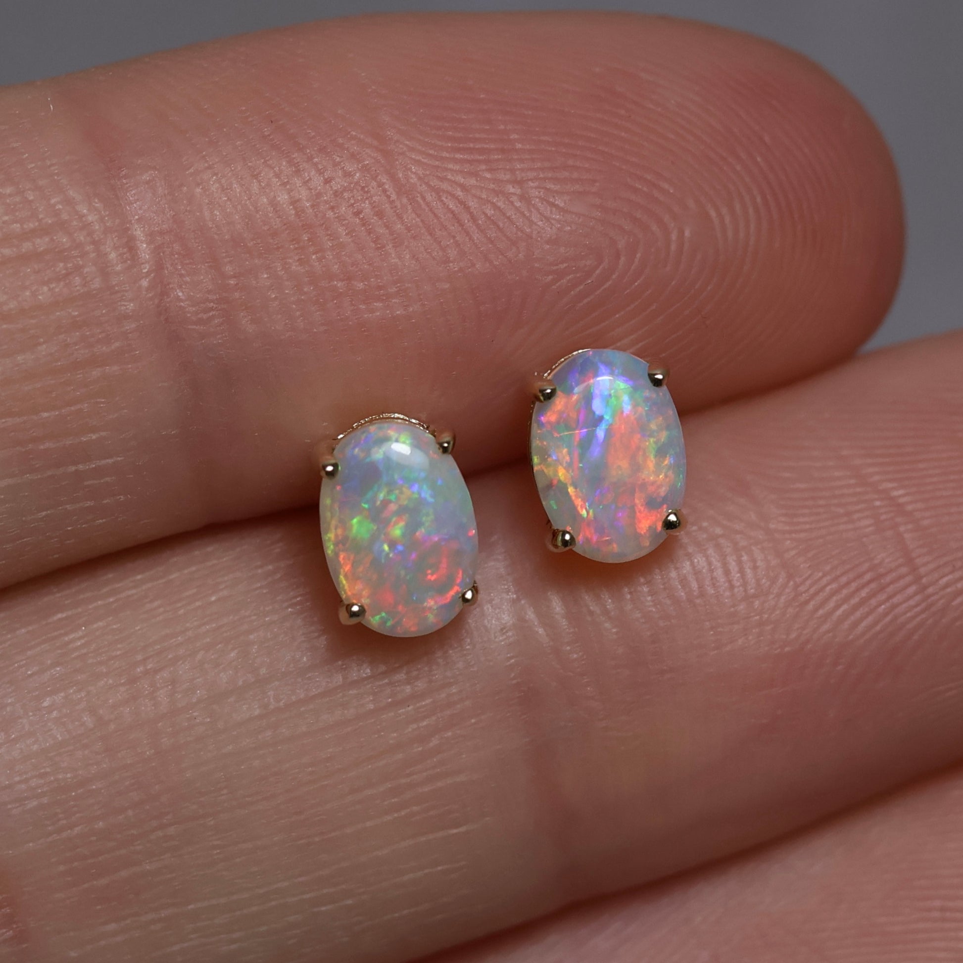 Crystal Opal Studs - 14K Yellow Gold