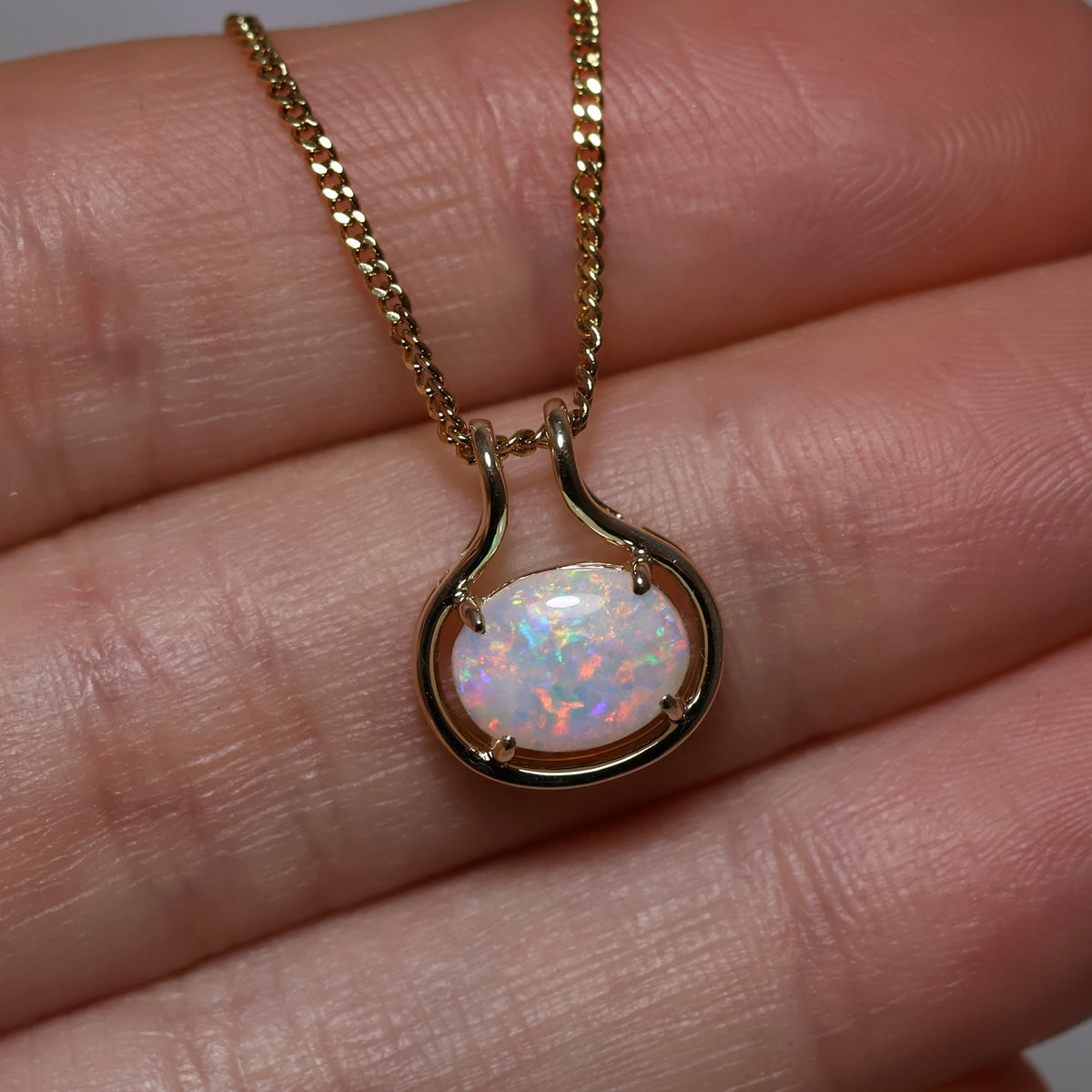 Crystal Opal Pendant - 14K Yellow Gold