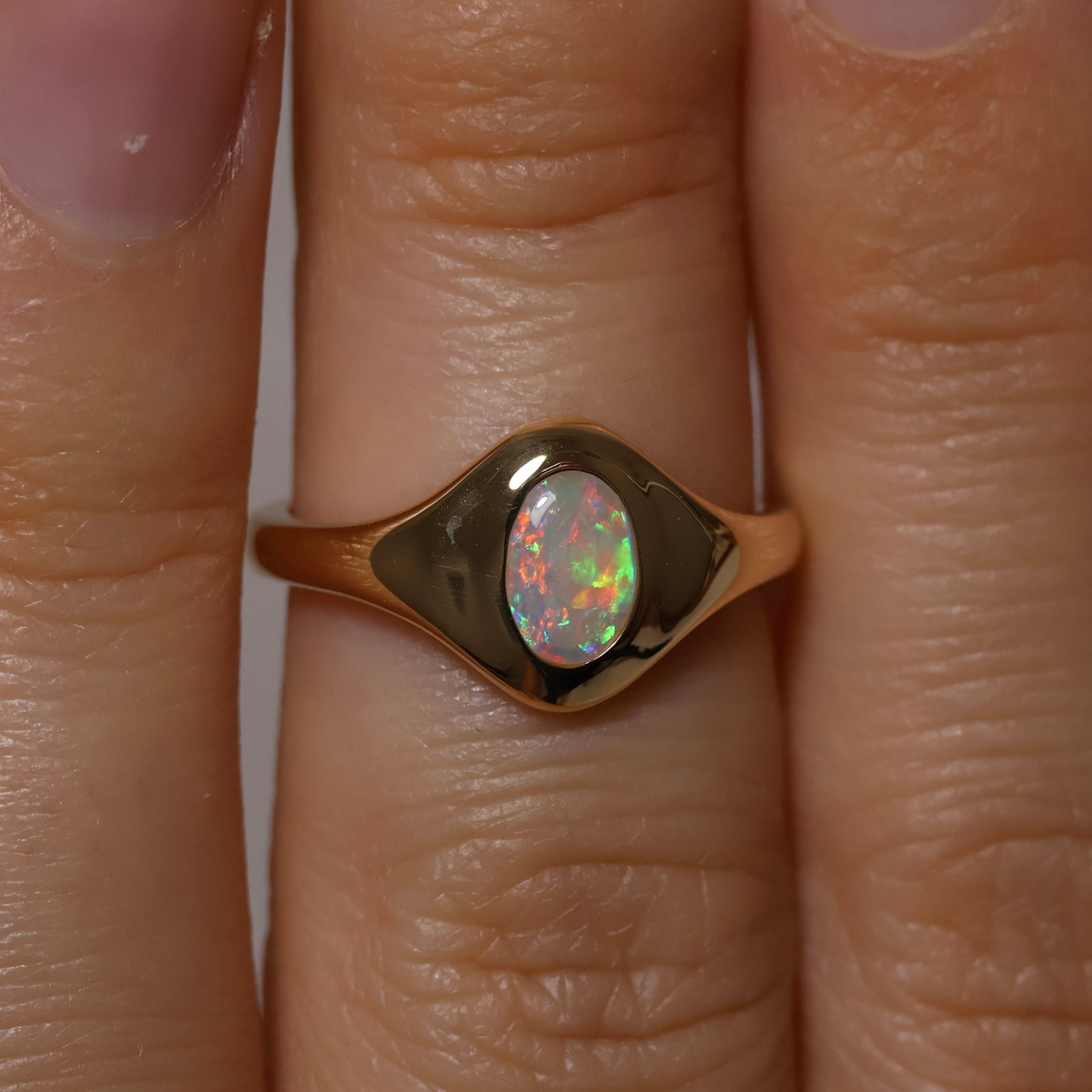 Crystal Opal Signet Ring - 9K Yellow Gold