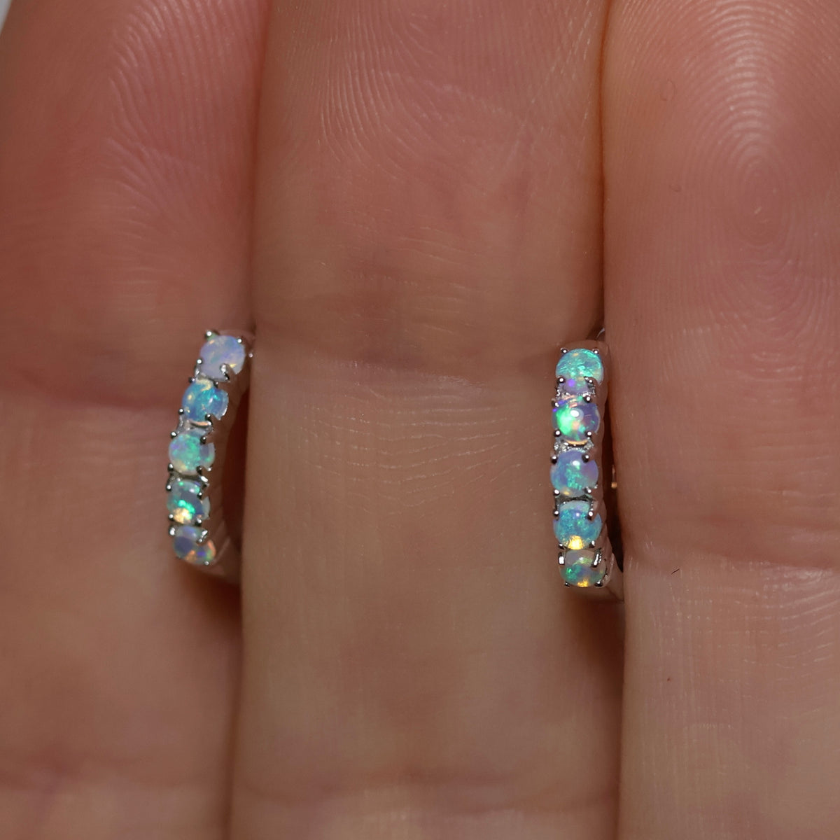 Multi Stone Huggie Earrings - Sterling Silver