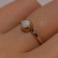 Round Opal Ring With Diamonds - 14K Yellow Gold