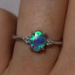Black Opal Ring With Diamonds - 18K White Gold