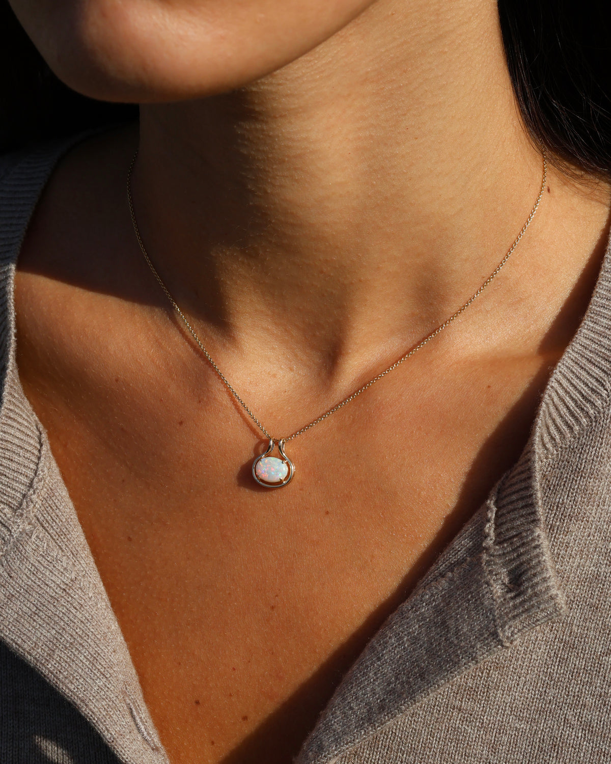 Crystal Opal Pendant - 14K Yellow Gold