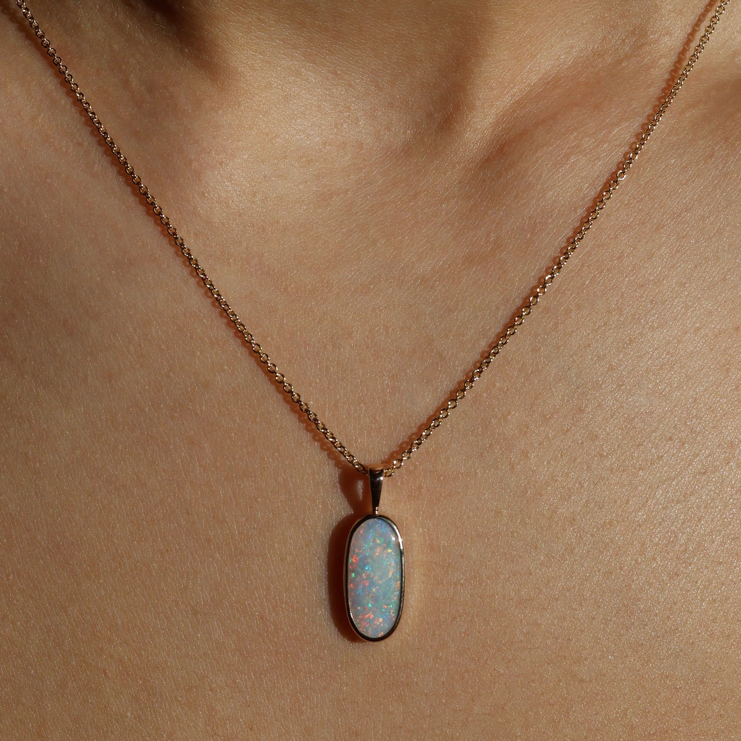 Oval Opal Pendant - 9K Yellow Gold