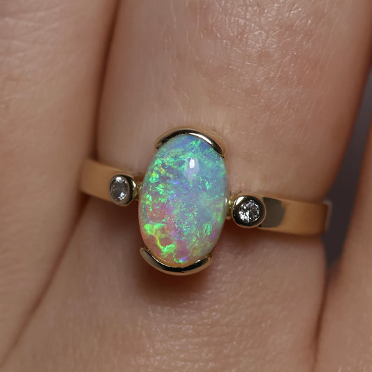 Crystal Opal Ring - 14K Yellow Gold 