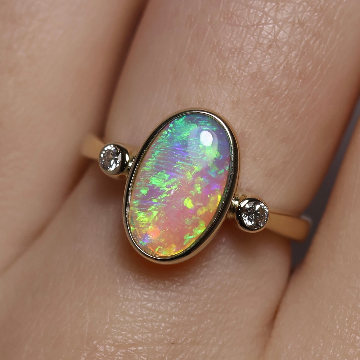 Crystal Opal Ring - 14K Yellow Gold