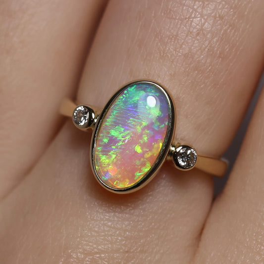 Crystal Opal Ring - 14K Yellow Gold