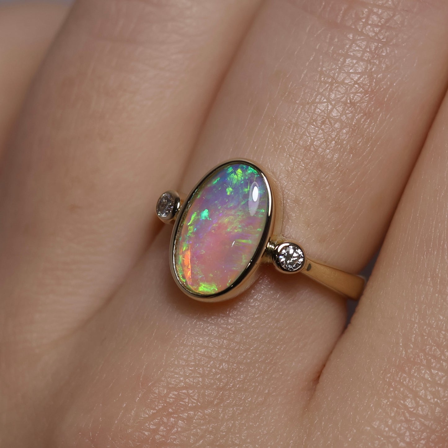 Crystal Opal Ring - 14K Yellow Gold