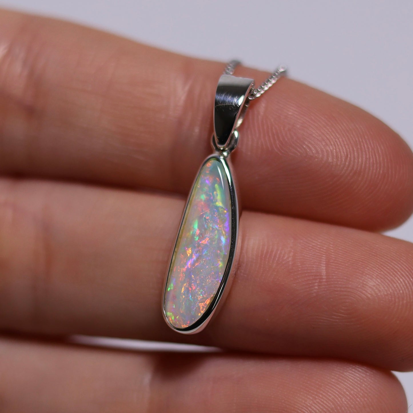 Crystal Opal Pendant - Sterling Silver