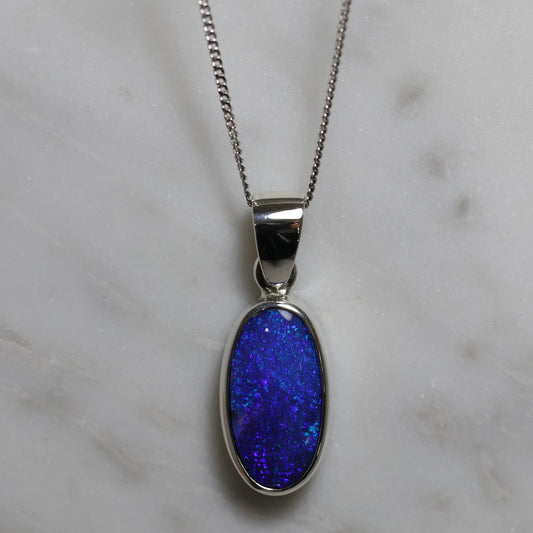 Boulder Opal Pendant - Sterling Silver