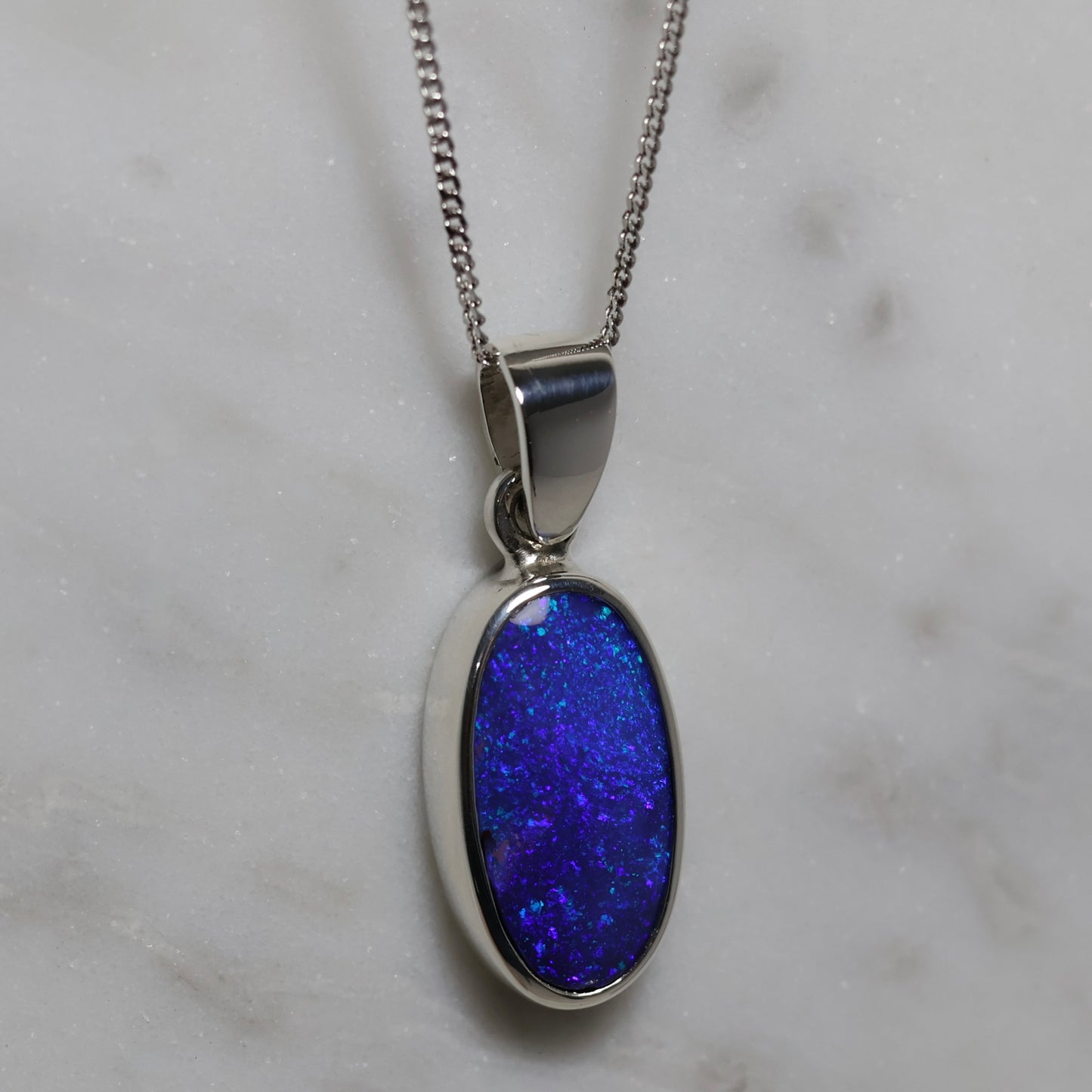 Boulder Opal Pendant - Sterling Silver