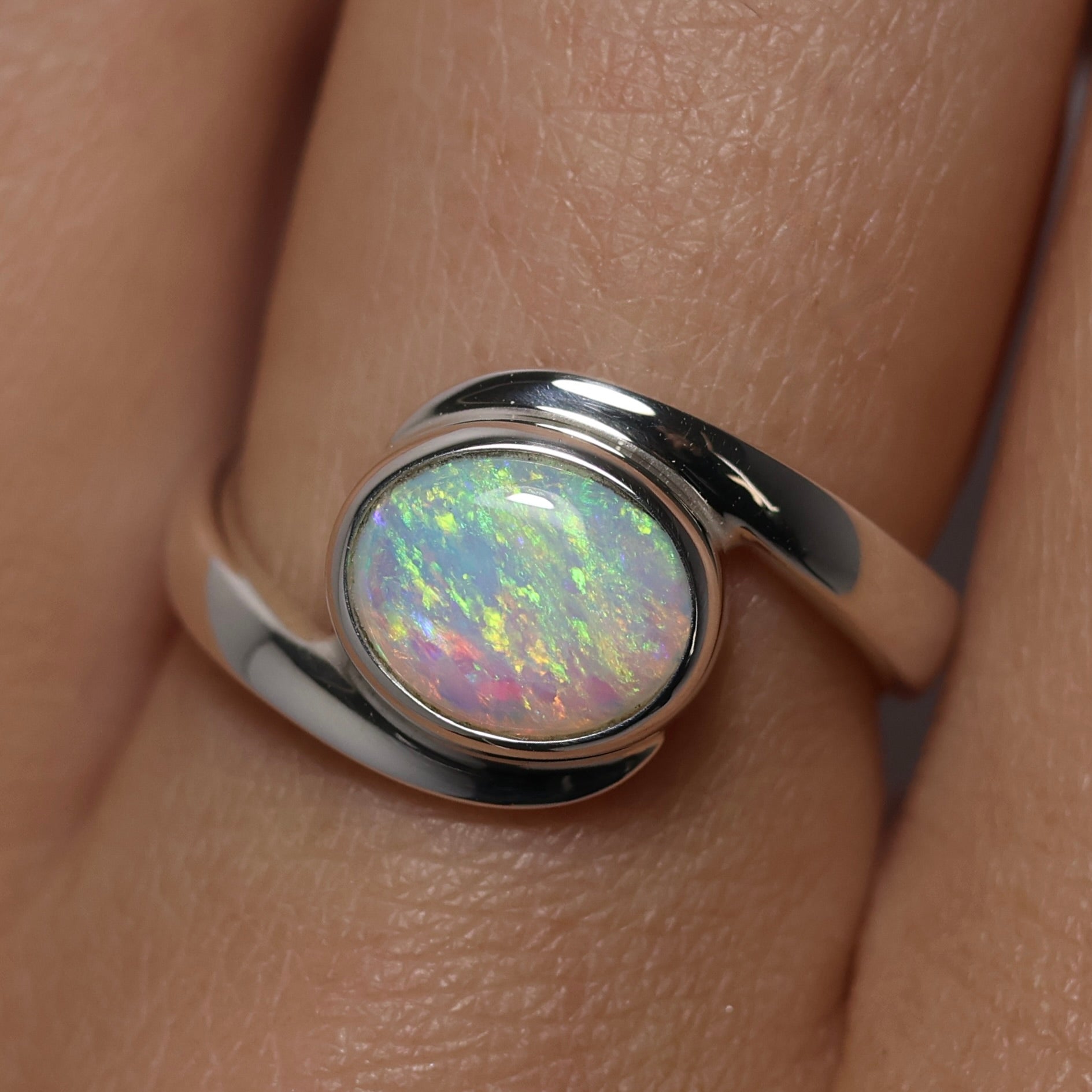 Crystal Opal Ring - Sterling Silver