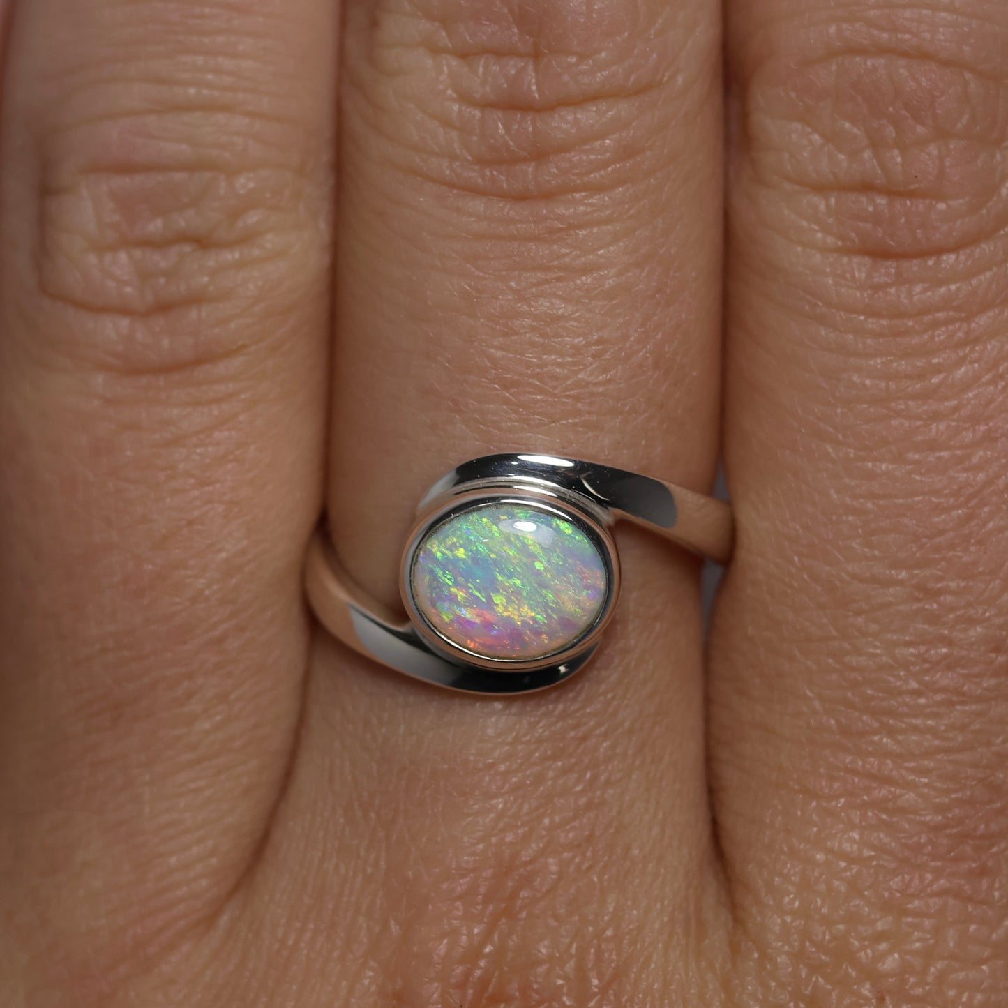 Crystal Opal Ring - Sterling Silver