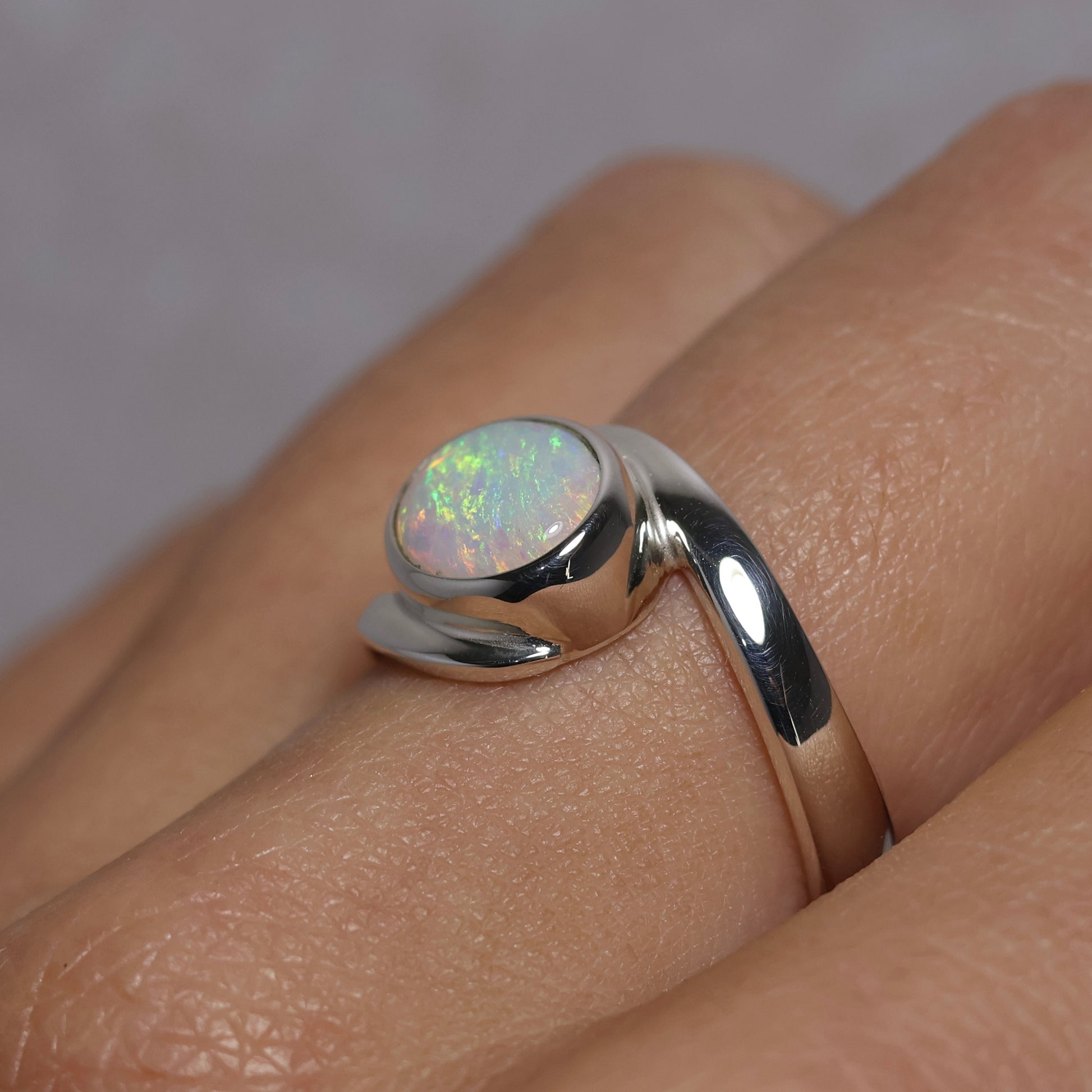 Crystal Opal Ring - Sterling Silver