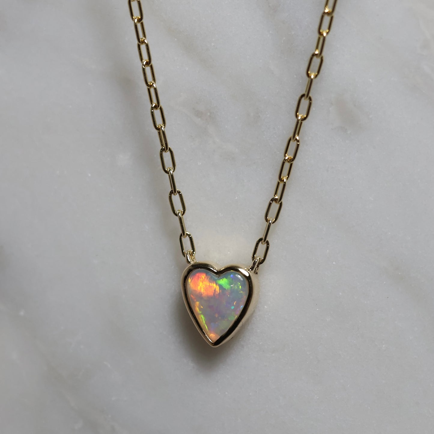 Heart Opal Pendant - 9K Yellow Gold