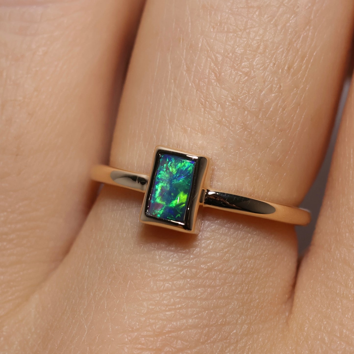 Black Opal Ring - 14K Yellow Gold