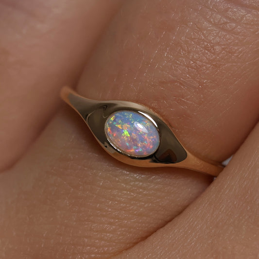 Crystal Opal Signet Ring - 9K Yellow Gold