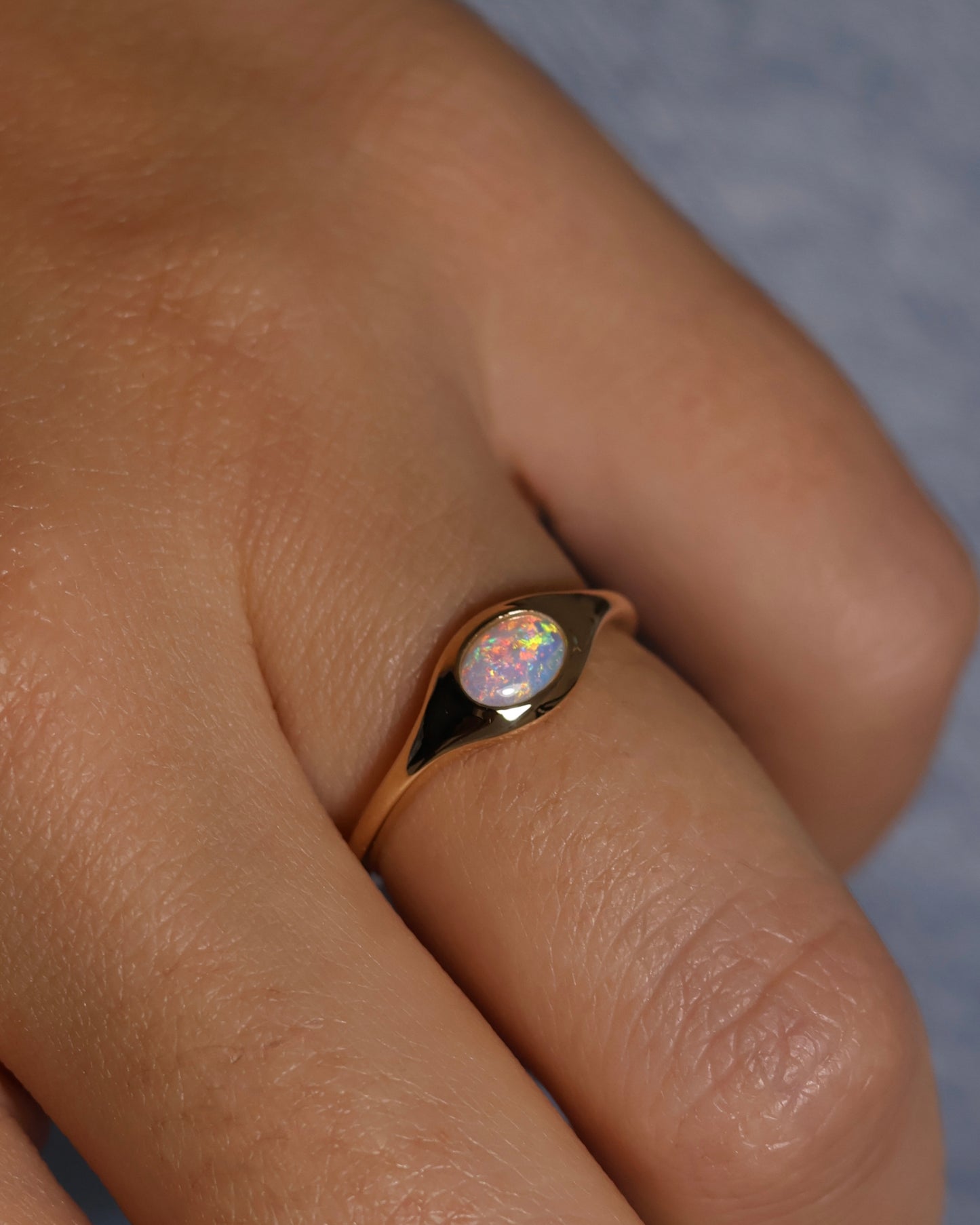 Crystal Opal Signet Ring - 9K Yellow Gold