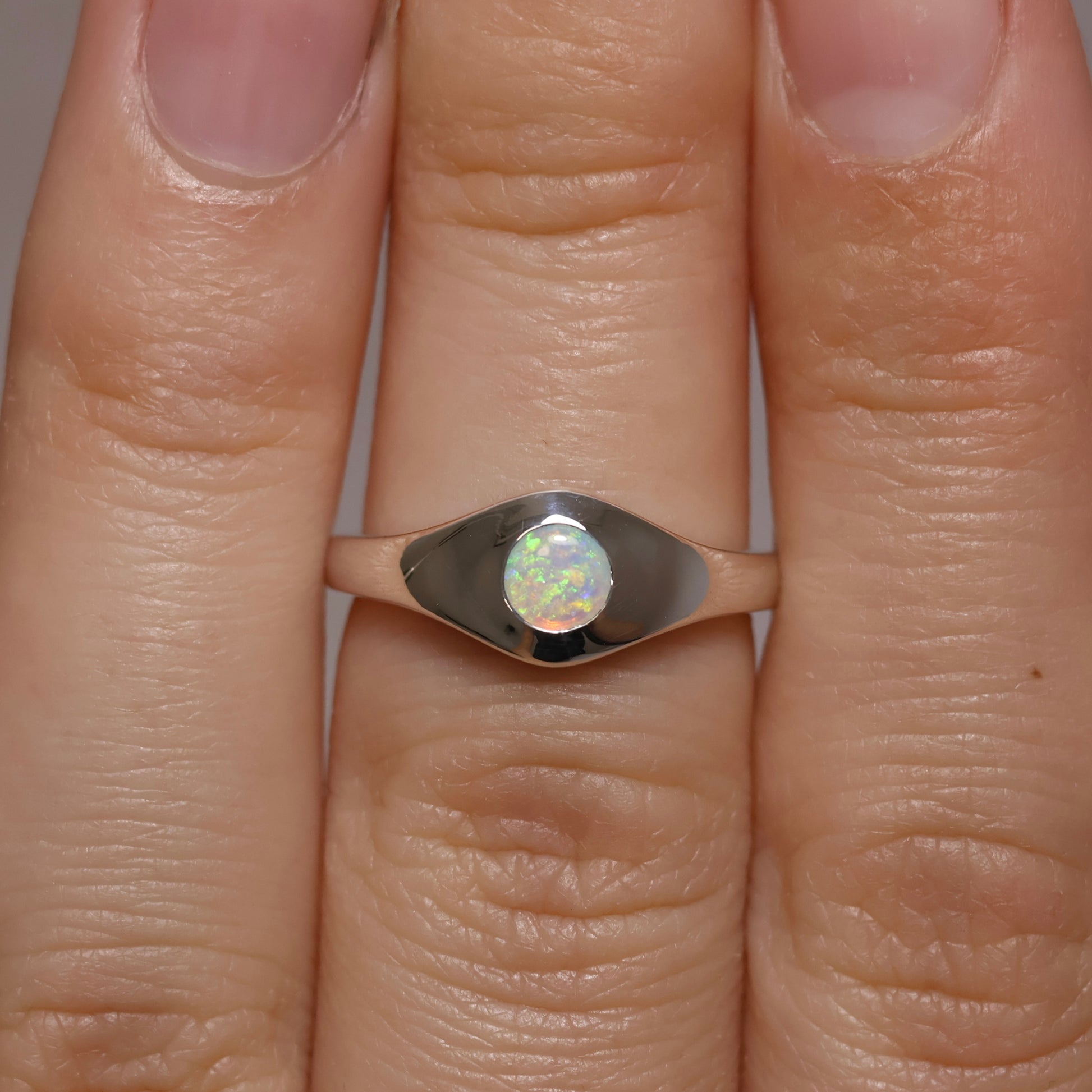 Crystal Opal Signet Ring - Sterling Silver