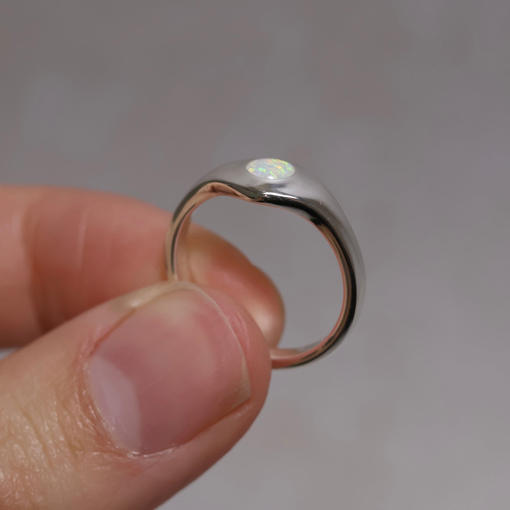Crystal Opal Signet Ring - Sterling Silver