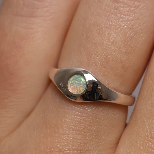 Crystal Opal Signet Ring - Sterling Silver