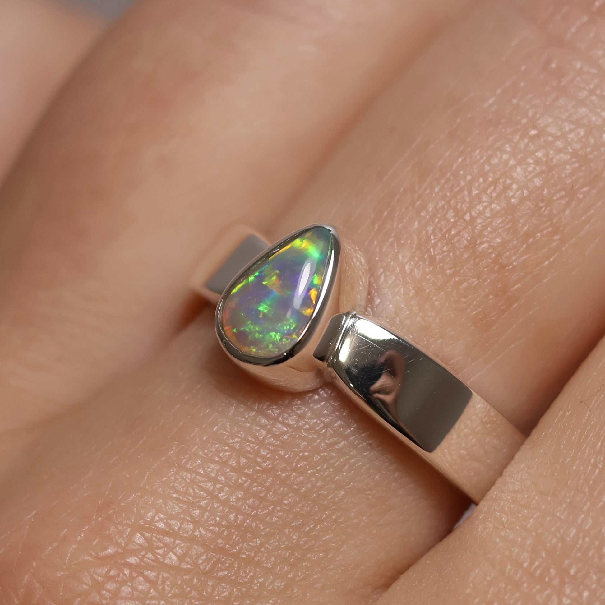 Crystal Opal Ring - Sterling Silver