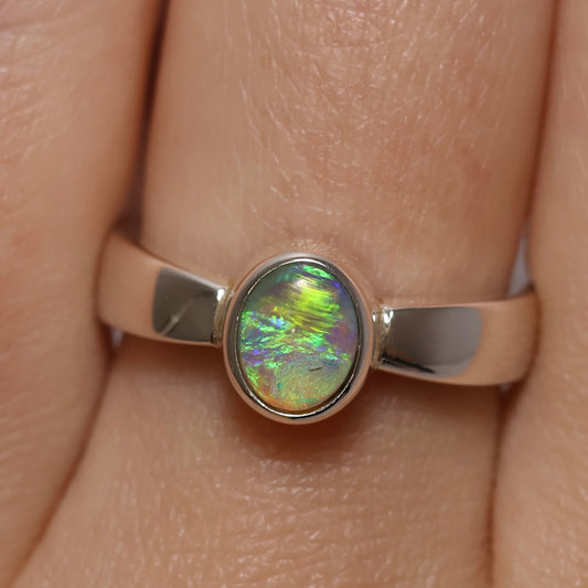 Crystal Opal Ring - Sterling Silver