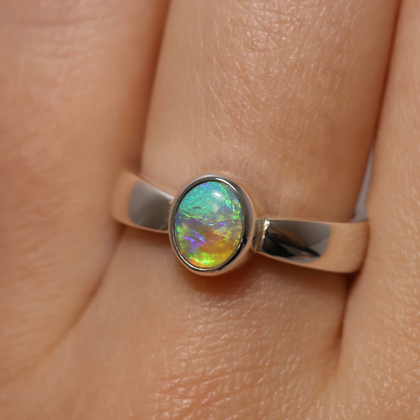 Crystal Opal Ring - Sterling Silver