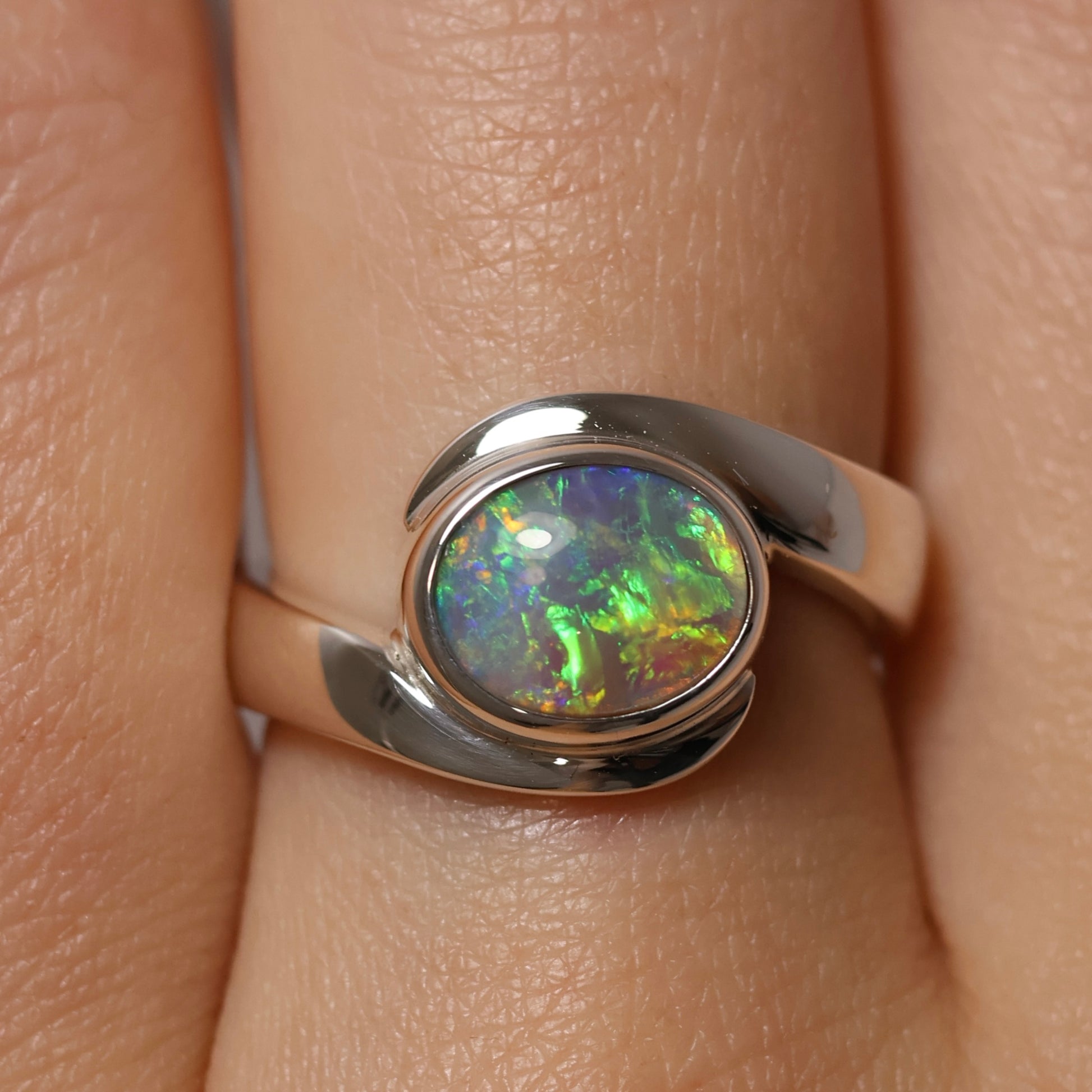 Crystal Opal Ring - Sterling Silver