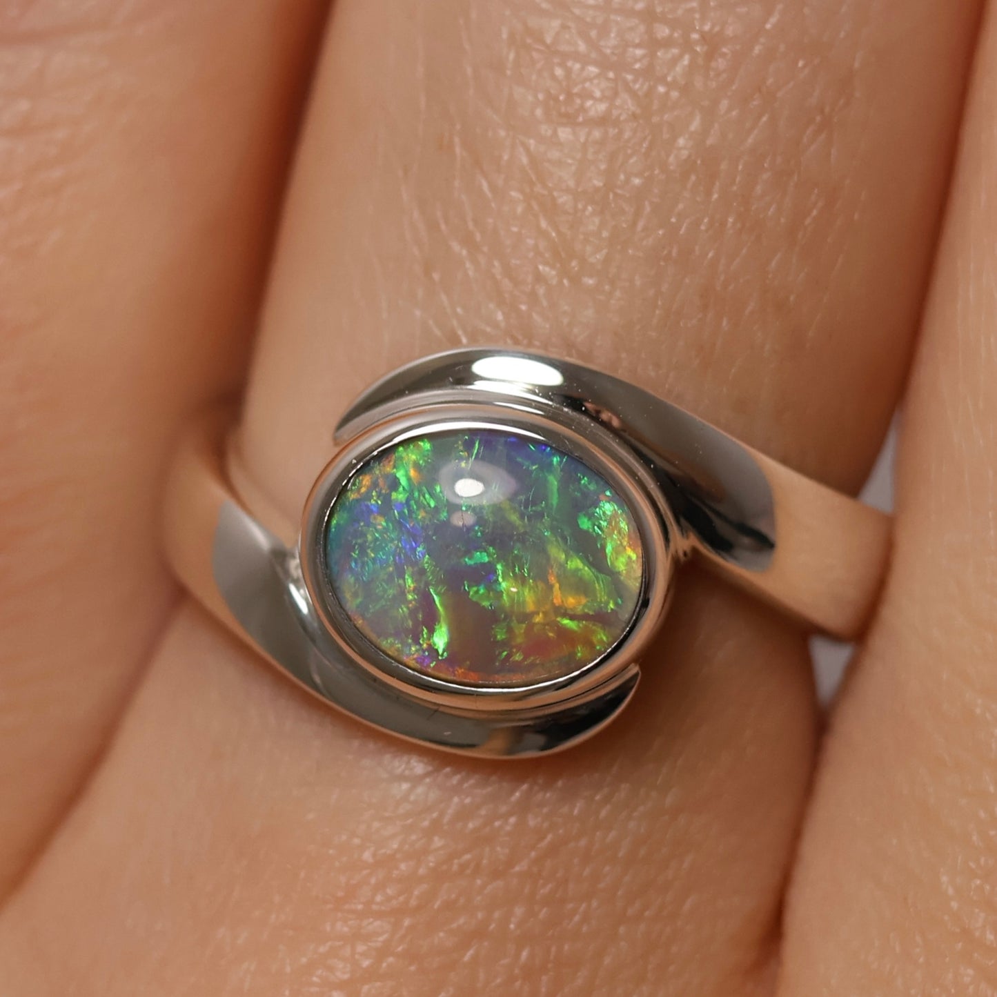 Crystal Opal Ring - Sterling Silver