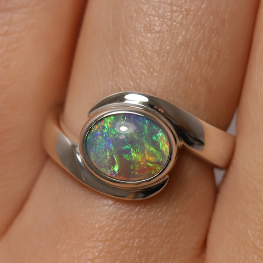 Crystal Opal Ring - Sterling Silver