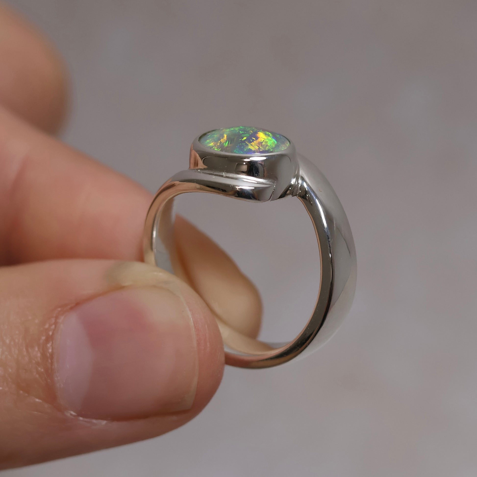 Crystal Opal Ring - Sterling Silver