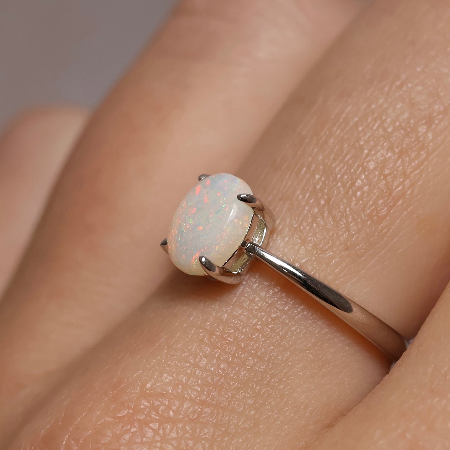White Opal Ring - Sterling Silver