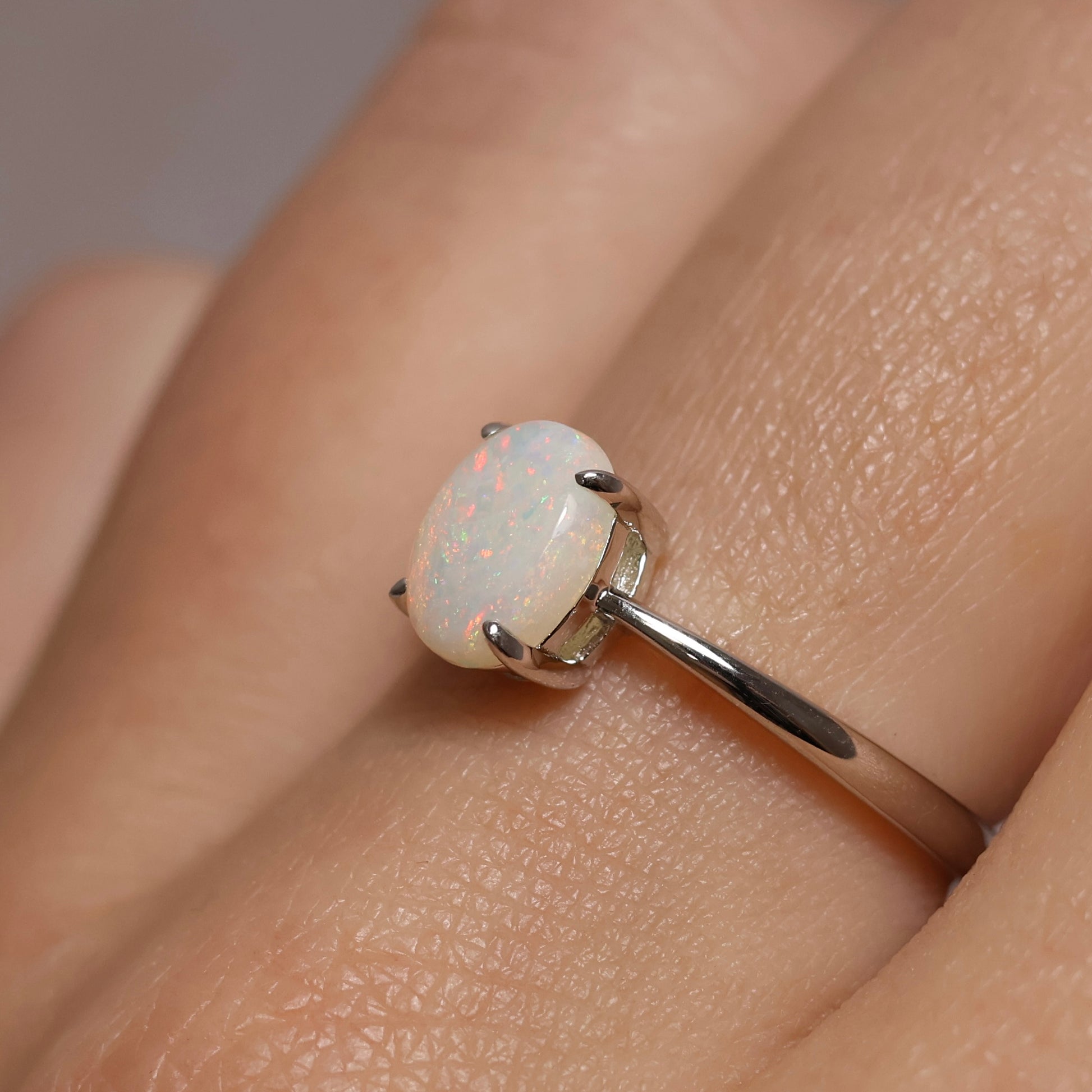White Opal Ring - Sterling Silver