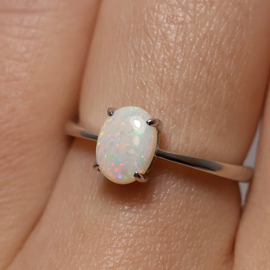 White Opal Ring - Sterling Silver