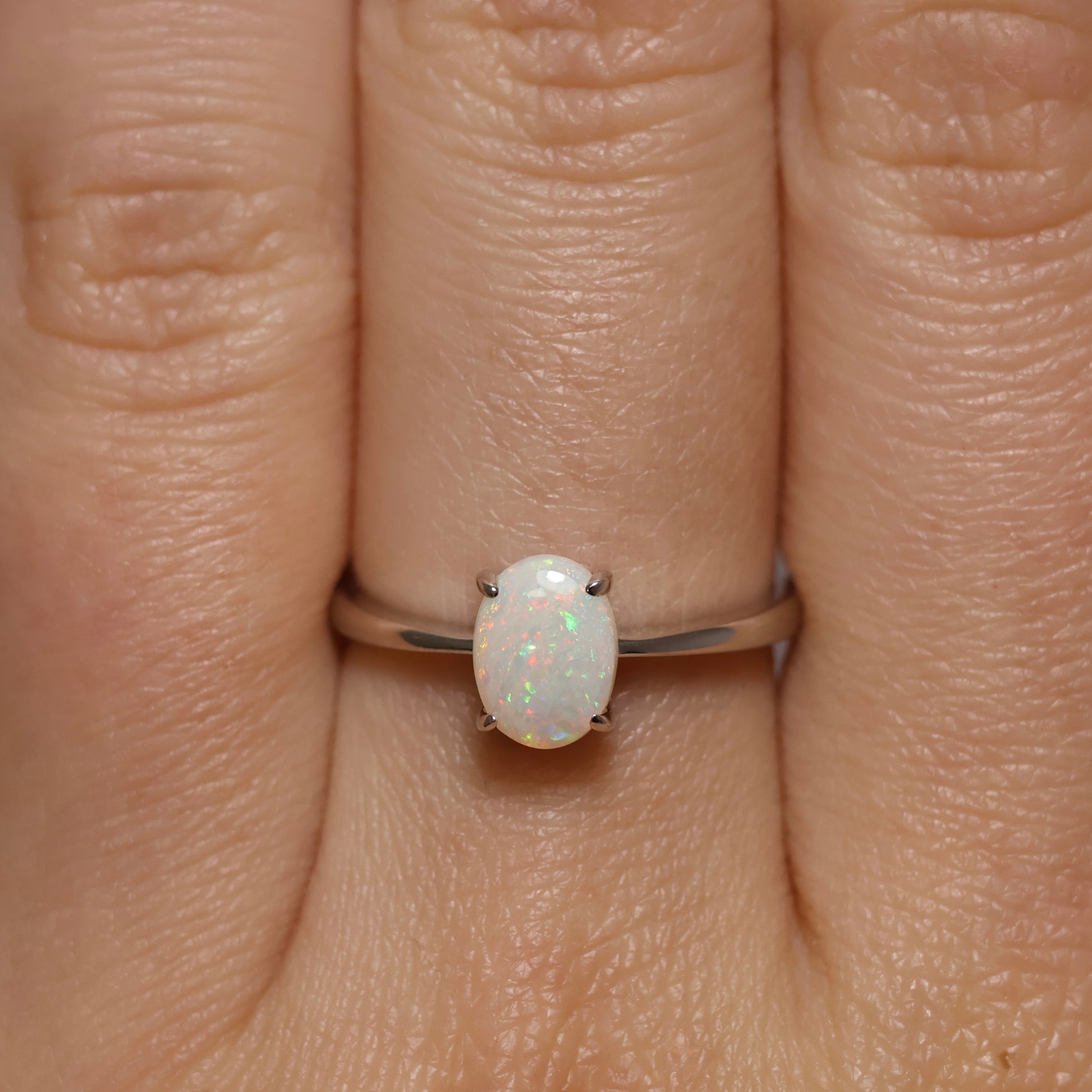White Opal Ring - Sterling Silver