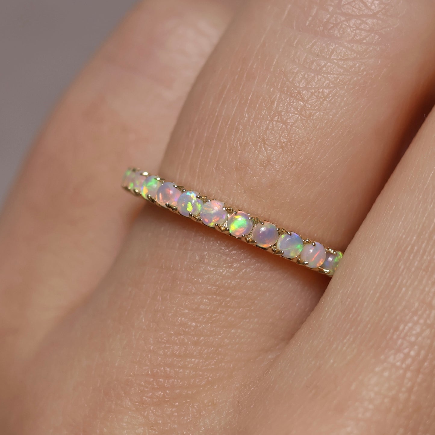 13 Stone Crystal Opal Ring with 4 Diamonds