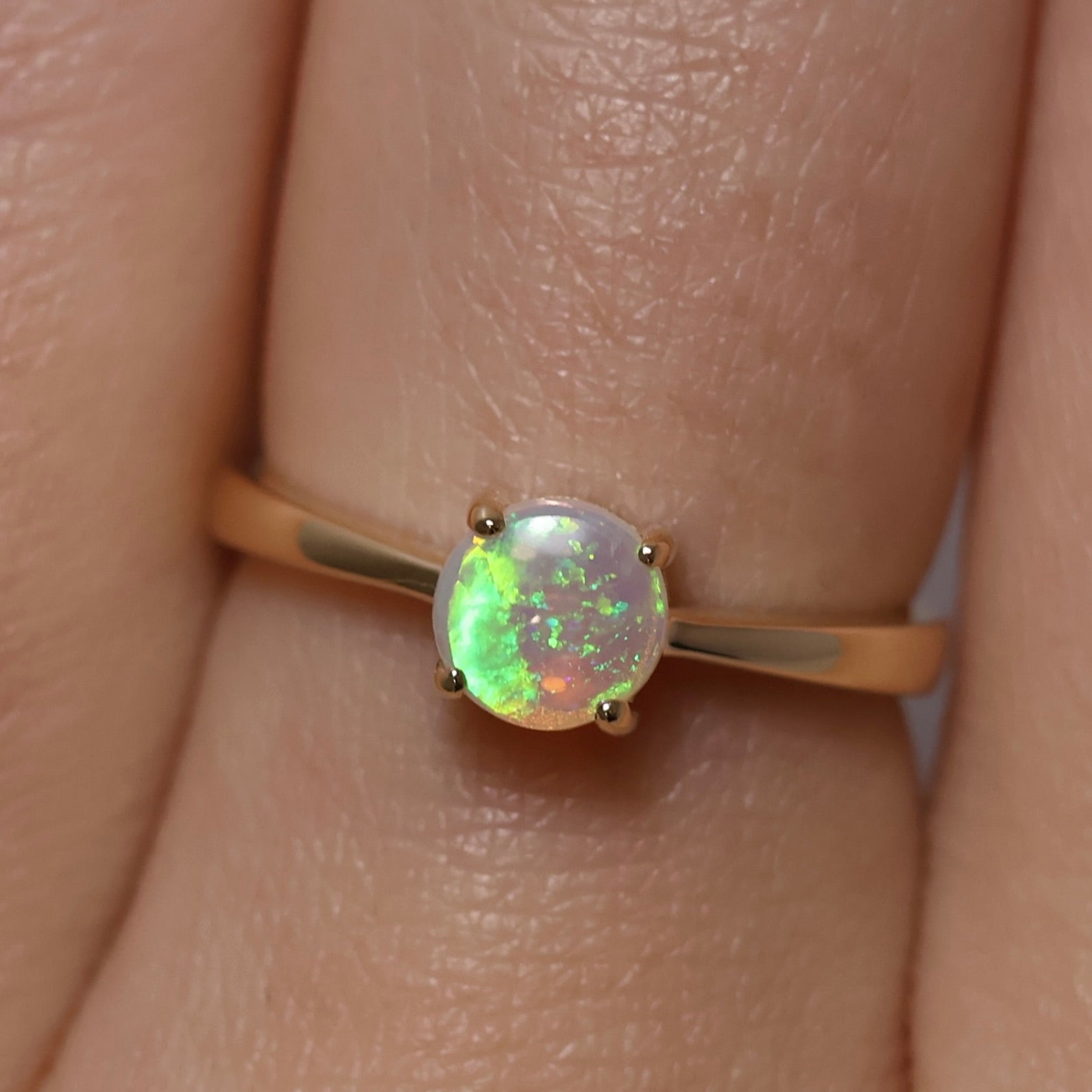 Crystal Opal ring - 14K Yellow Gold