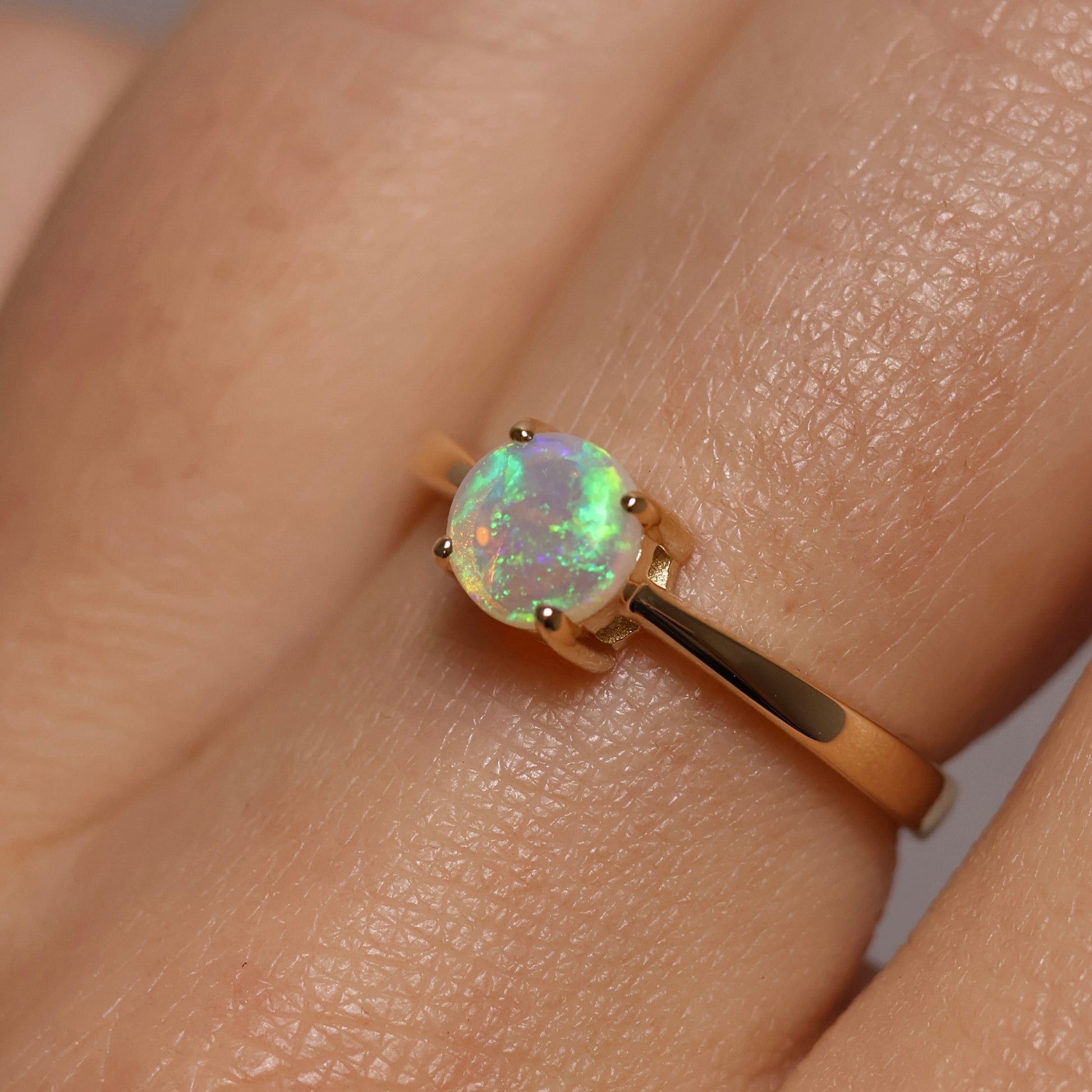 Crystal Opal ring - 14K Yellow Gold