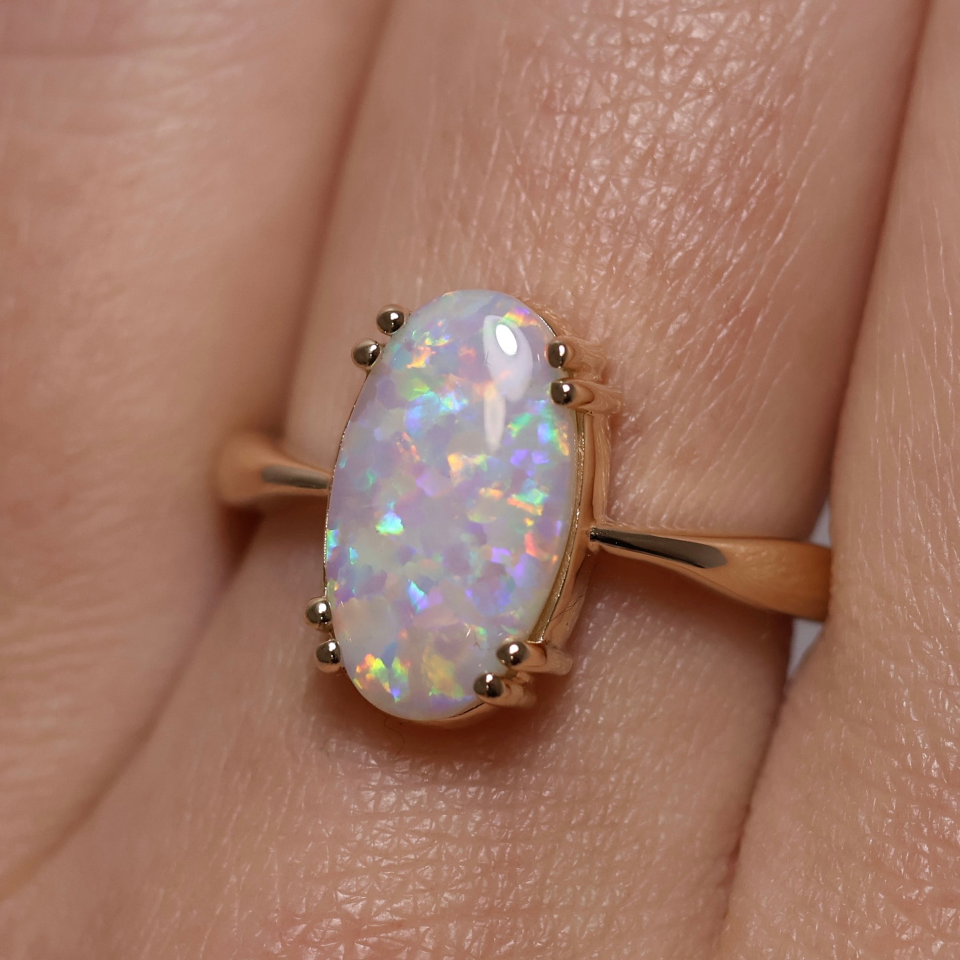Crystal Opal Ring - 14K Yellow Gold