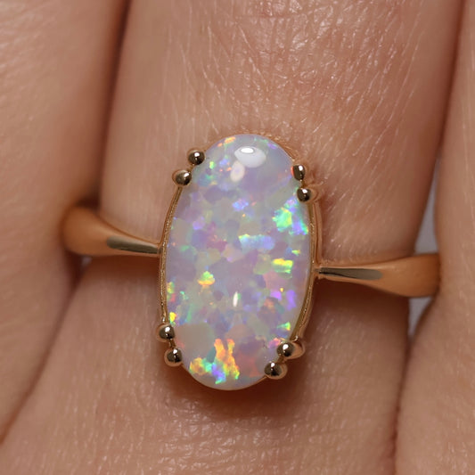 Crystal Opal Ring - 14K Yellow Gold