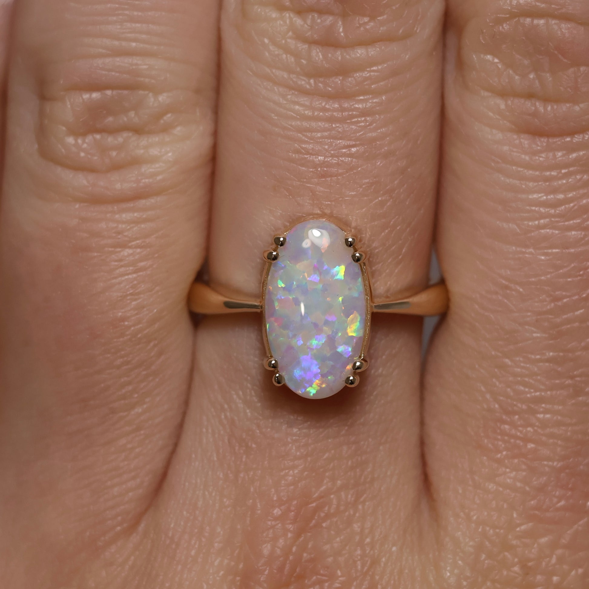 Crystal Opal Ring - 14K Yellow Gold