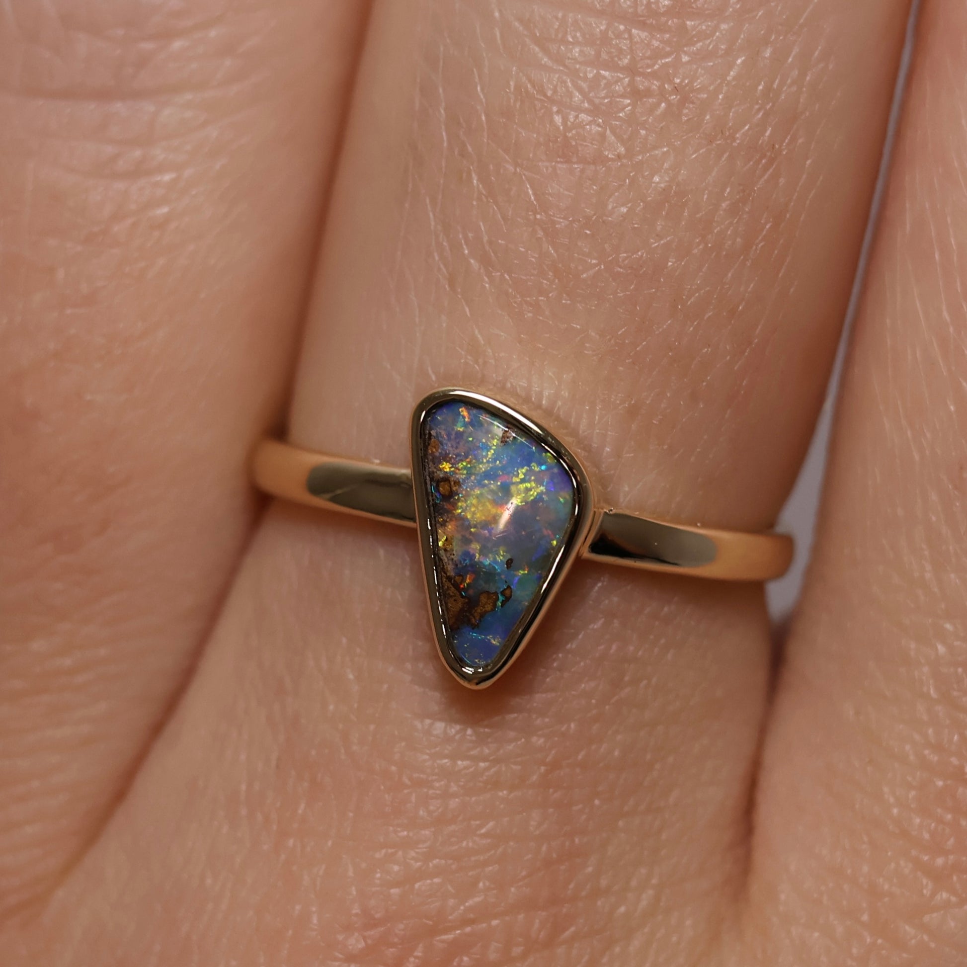 Boulder Opal Ring - 9K Yellow Gold