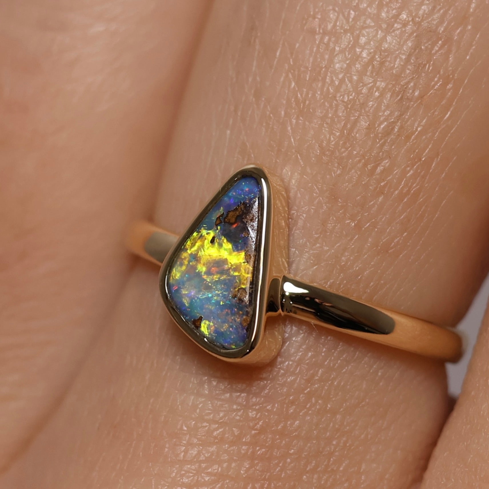 Boulder Opal Ring - 9K Yellow Gold