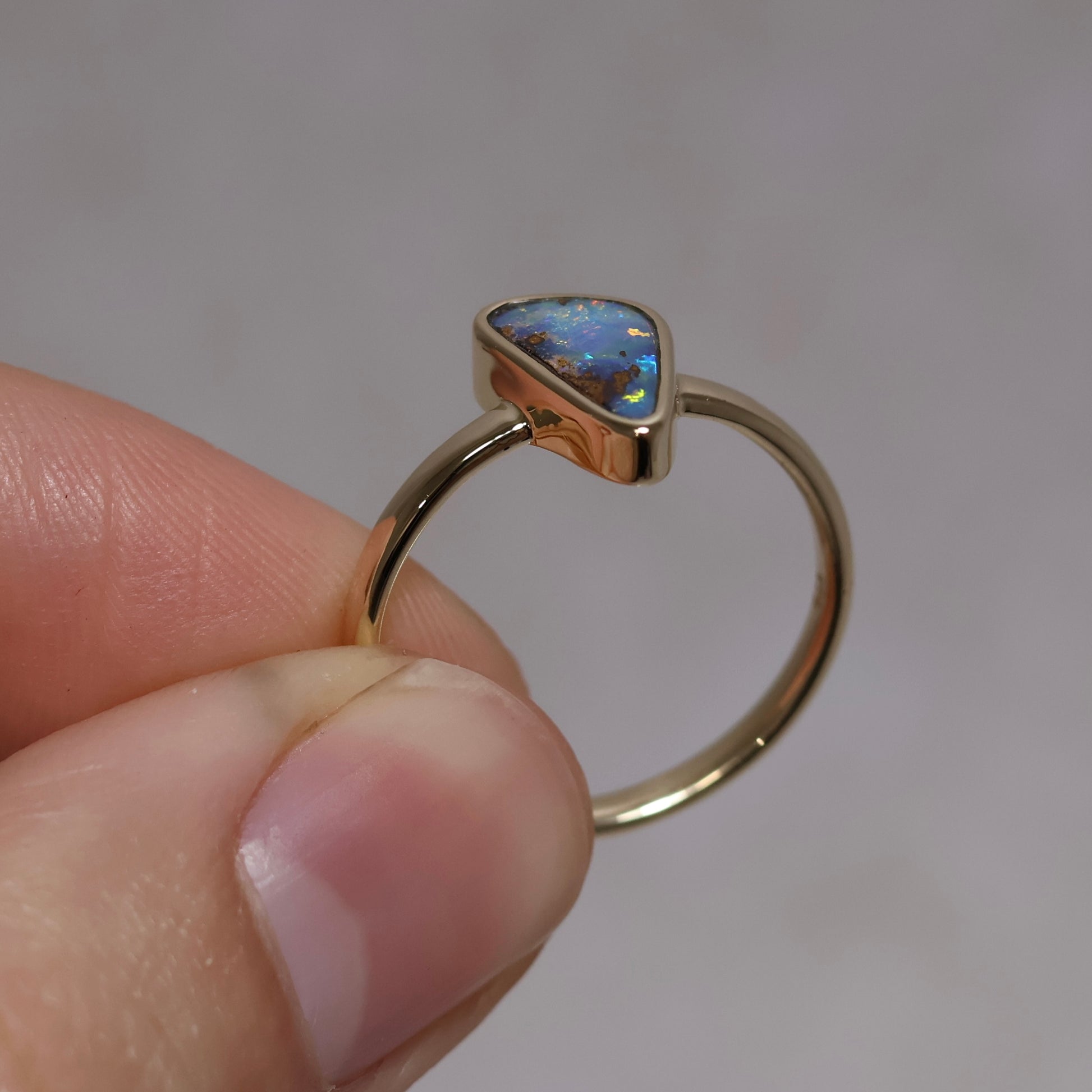 Boulder Opal Ring - 9K Yellow Gold