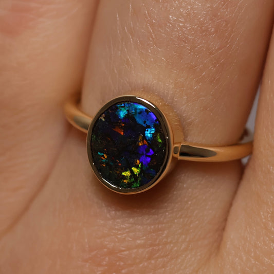 Boulder Opal Ring - 14K Yellow Gold