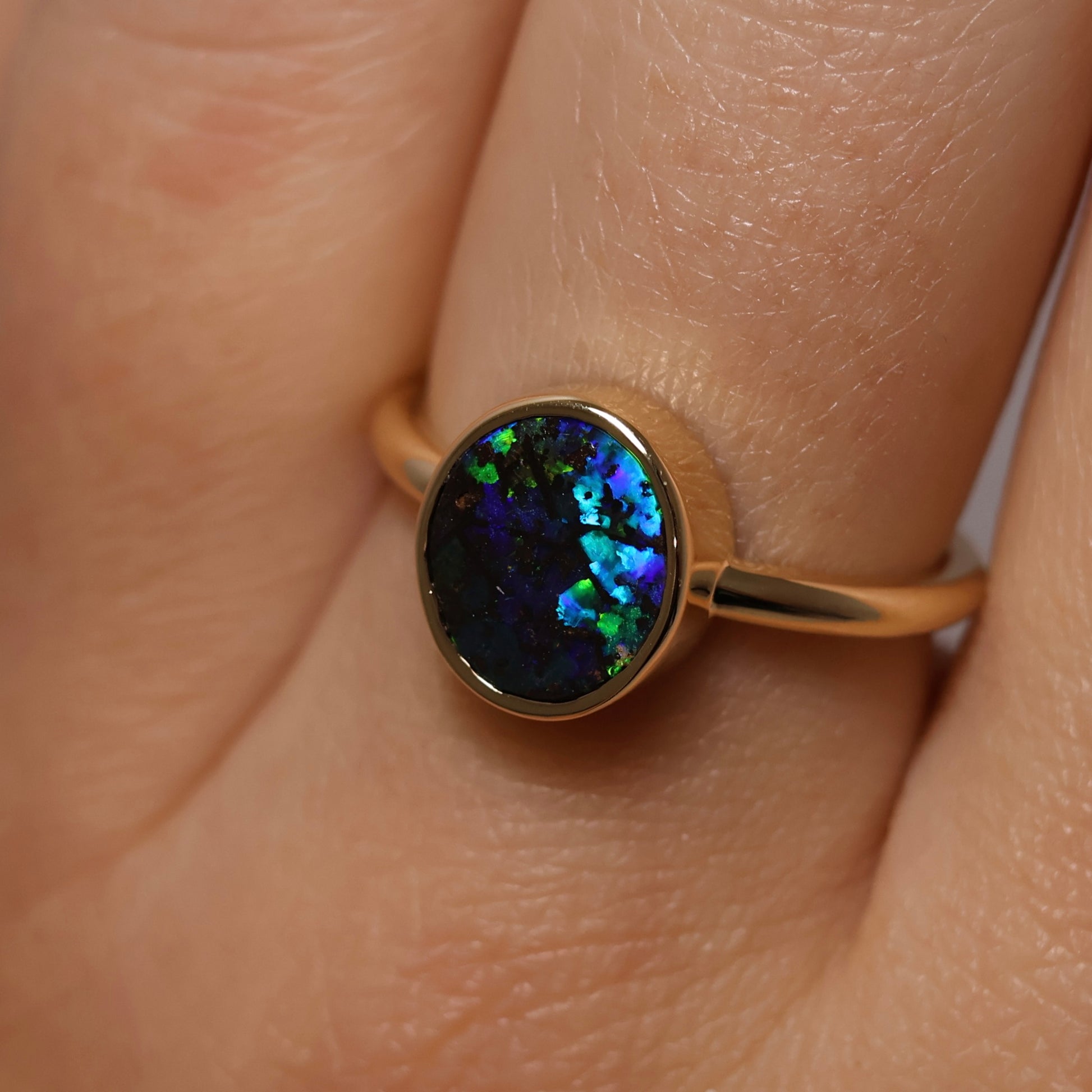 Boulder Opal Ring - 14K Yellow Gold