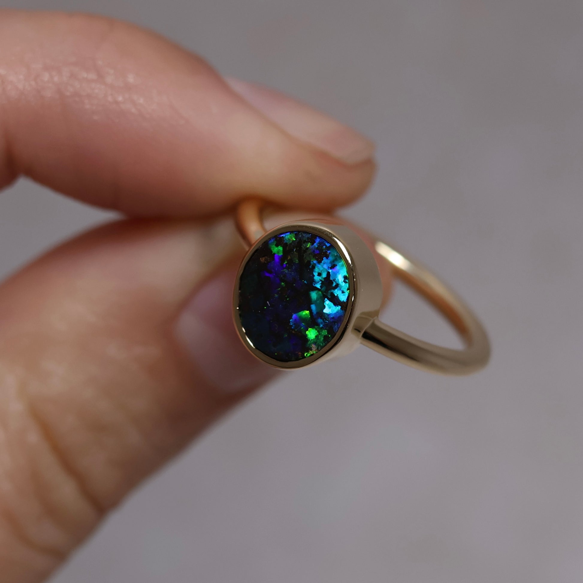 Boulder Opal Ring - 14K Yellow Gold